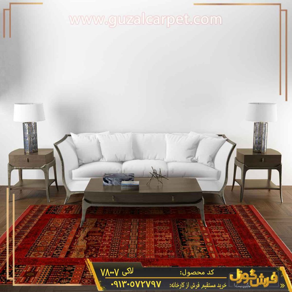 فرش سنتی و طرح گبه قرمز (لاکی) رنگ کد 78007 قشقایی 700 شانه کاشان در دکوراسیون
