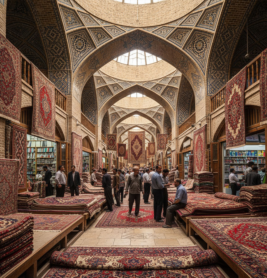 بازار فرش 1200 شانه - انواع فرش سنتی و مدرن 1200 شانه کاشان